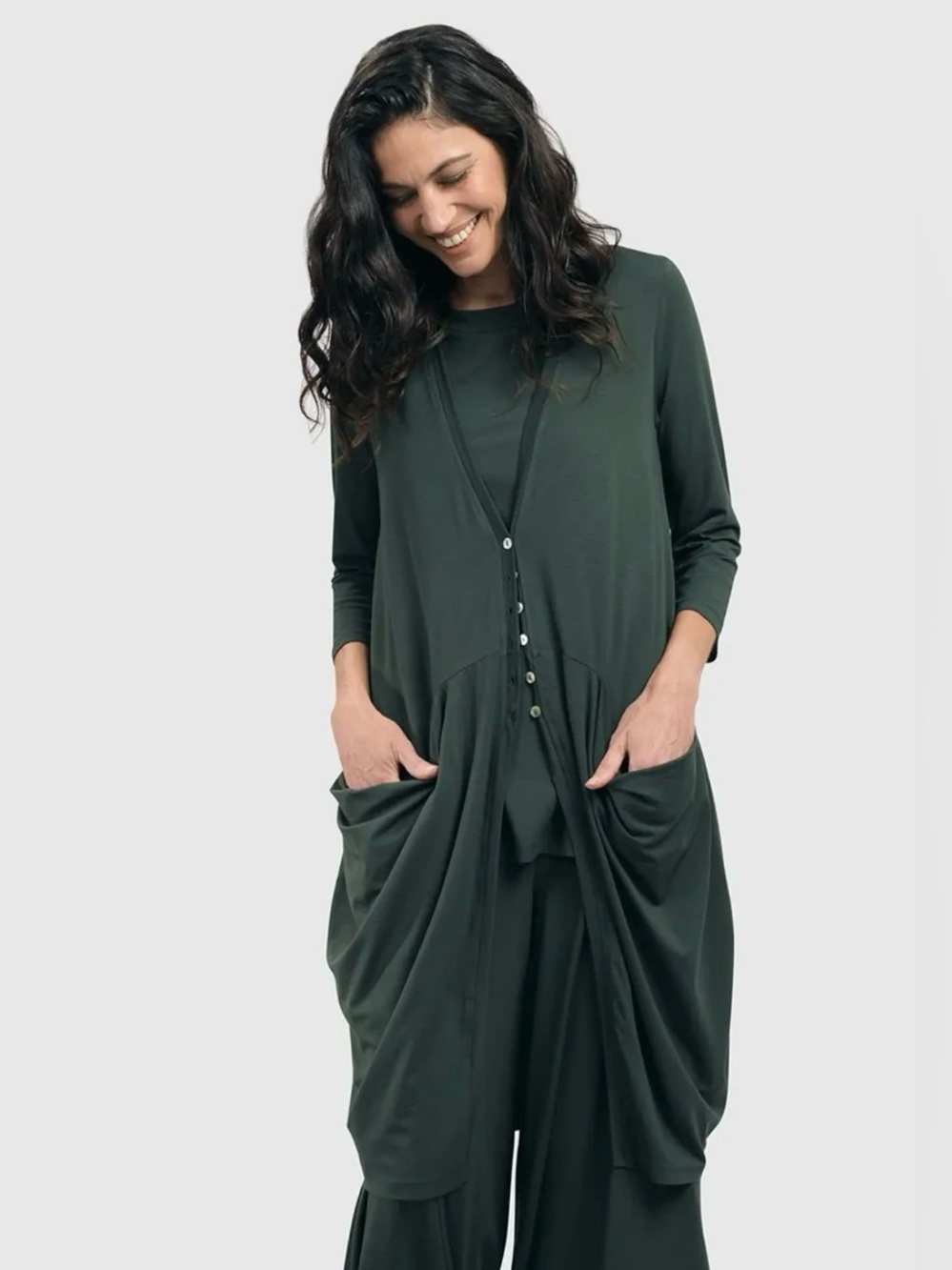 NWT Alembika Essential Draped Cocoon Jacket in Dark Green size 5 (14-16)